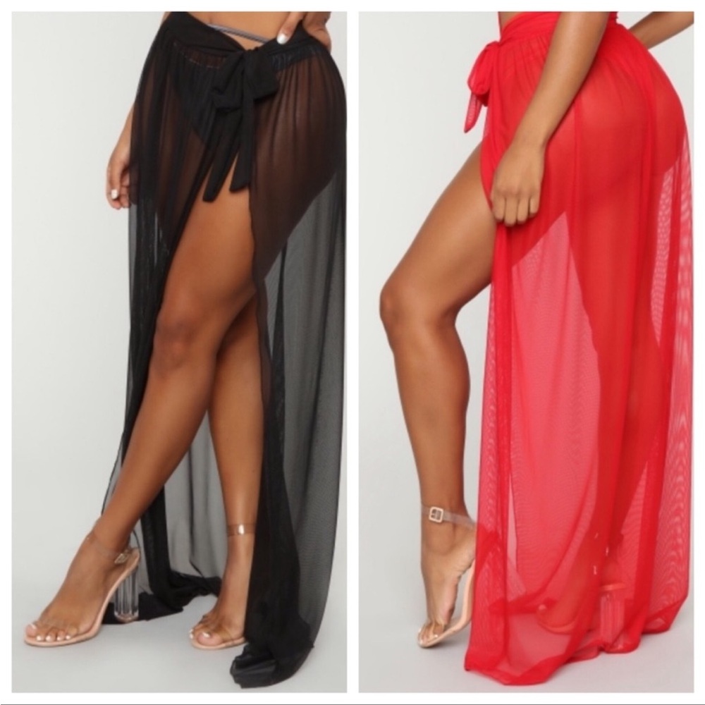Fashion Nova• The Ultimate Red Maxi Length Sheer Cover Up - Picture 2 of 9
